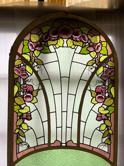 KOENIG & LAFITTE - Art Nouveau stained glass window with bindweed-2