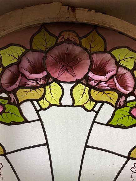 KOENIG & LAFITTE - Art Nouveau stained glass window with bindweed-3