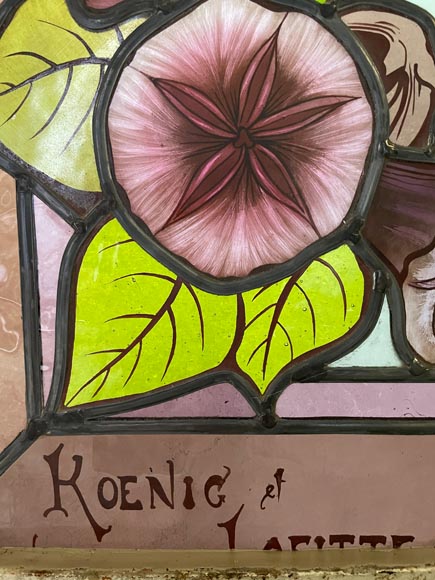 KOENIG & LAFITTE - Art Nouveau stained glass window with bindweed-9