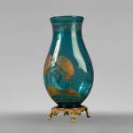 BACCARAT, blue crystal vase with waders, circa 1880
