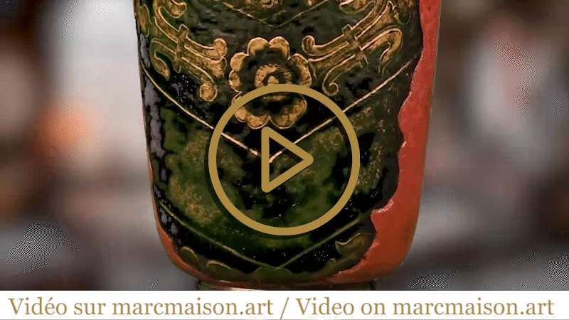 DAUM brothers, vase with a rampant lion, circa 1893-0