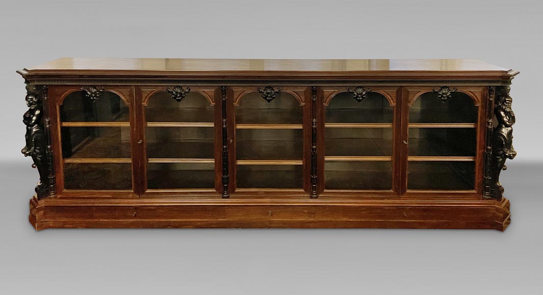 Louis-Édouard LEMARCHAND - Napoleon III low bookcase About 1850-0
