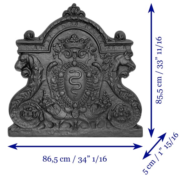 Fireplace plaque with snakes, bearing the arms of Colbert-10