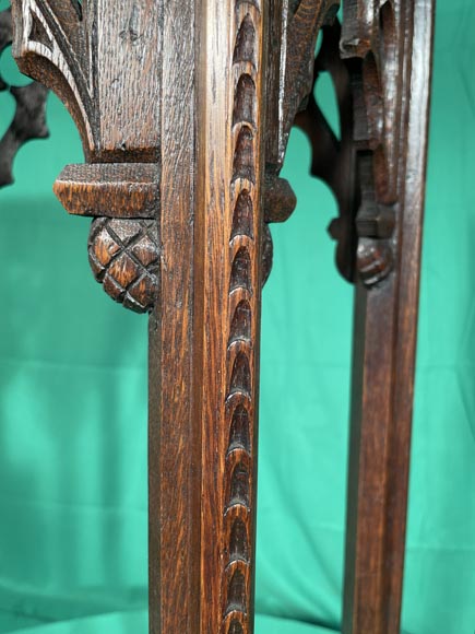 Neo-Gothic style oak saddle set-9