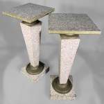 Pair of 50's selettes in trompe l'oeil granite paint