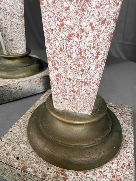 Pair of 50's selettes in trompe l'oeil granite paint-5