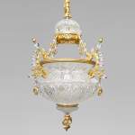 BACCARAT (Attributed to) - Oriental crystal and gilt bronze chandelier inspired by a mosque lamp