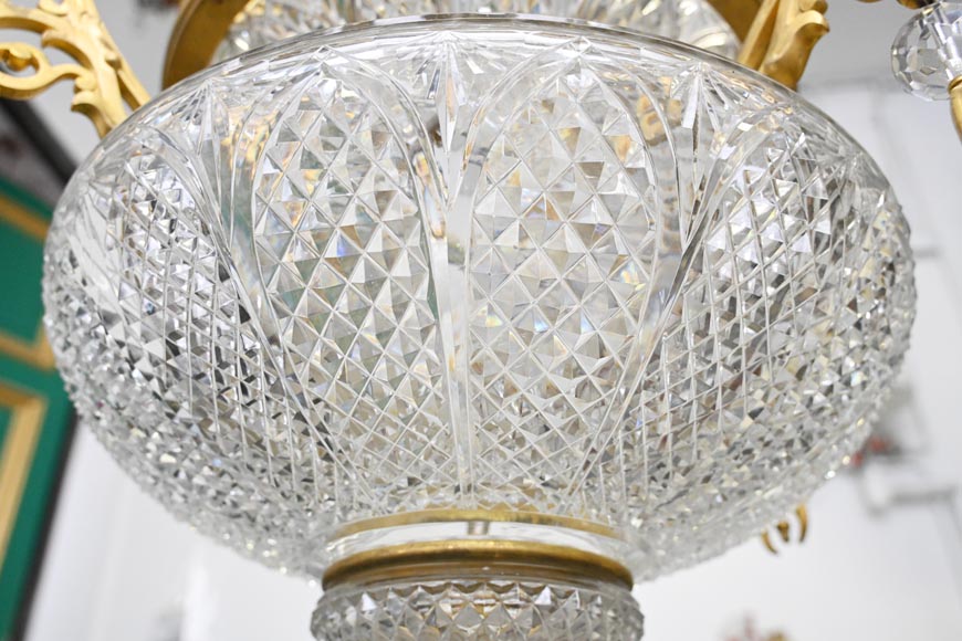 BACCARAT (Attributed to) - Oriental crystal and gilt bronze chandelier inspired by a mosque lamp-9