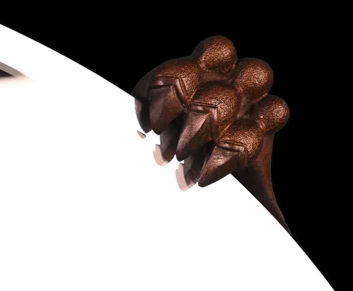 MARNYHAC House (attributed), Japanese-style crescent moon mirror decorated with a bronze dragon with a brown patina-6