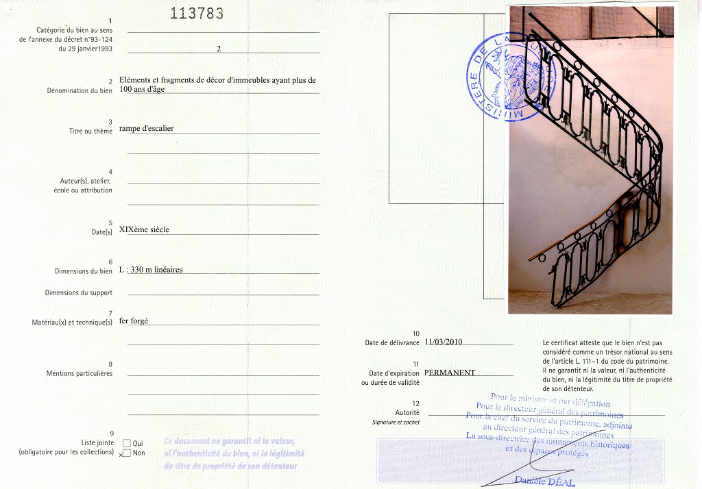 Export certificate