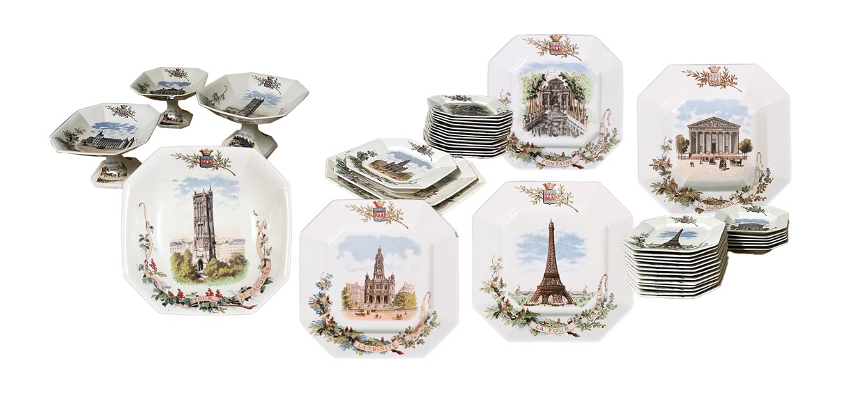 Sarreguemines Pottery Works for Vermont Brothers, Dinnerware set
