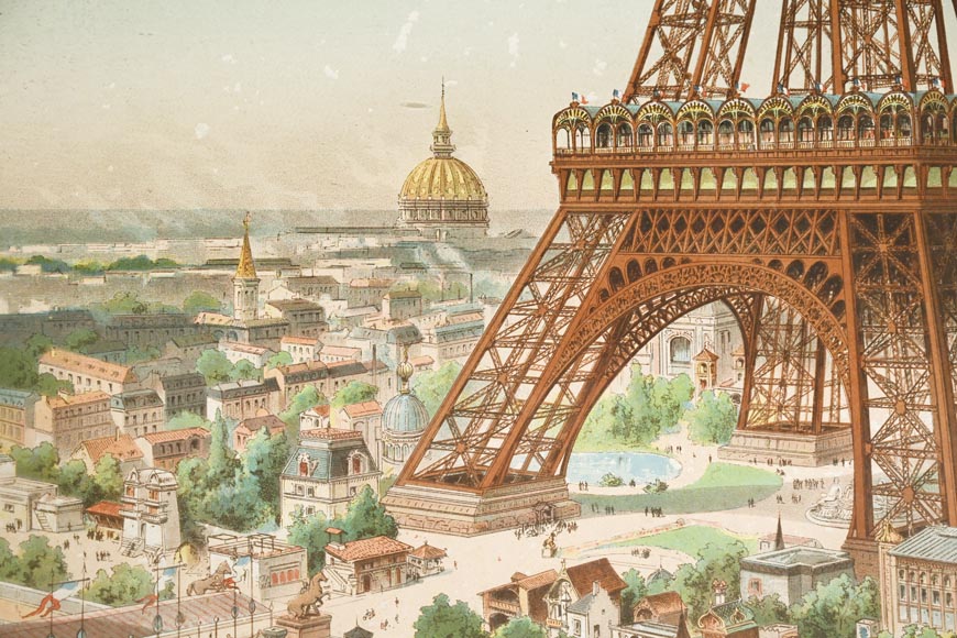 TAUZIN - Lithography of the Eiffel Tower-2