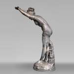 TUFFOLINA - The Diver, sculpture in silver-plated bronze