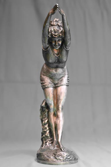 TUFFOLINA - The Diver, sculpture in silver-plated bronze-1
