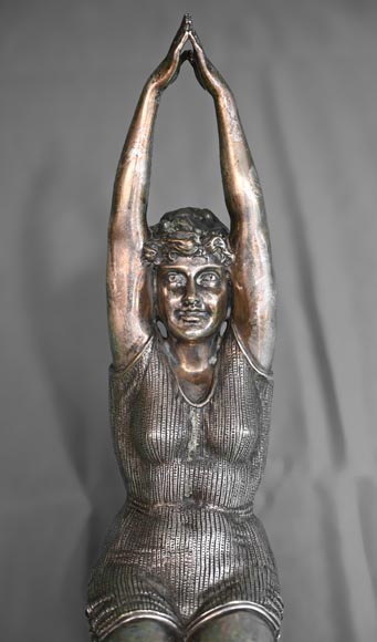 TUFFOLINA - The Diver, sculpture in silver-plated bronze-2
