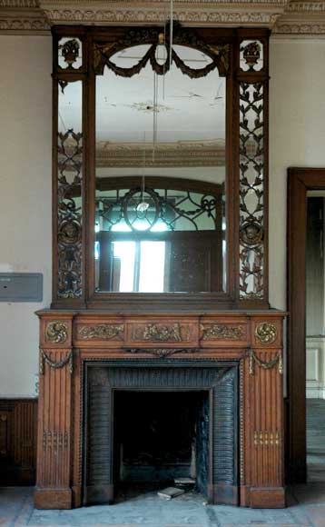 Oak and Stucco Mantel from a Wood Paneled Room -1