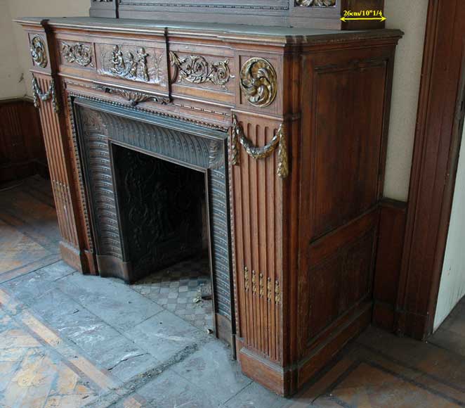 Oak and Stucco Mantel from a Wood Paneled Room -12
