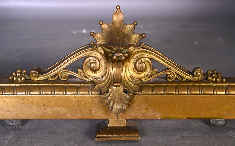 Pair of Egyptian-style gilt-bronze firedogs with confronting griffins Pair of Egyptian-style gilt-bronze firedogs with confronting griffins-4