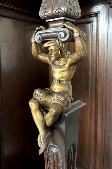 Aimé Millet (1819–1891) — Large Neo-Renaissance cabinet in walnut and gilt bronze-5