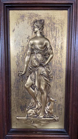 Aimé Millet (1819–1891) — Large Neo-Renaissance cabinet in walnut and gilt bronze-10
