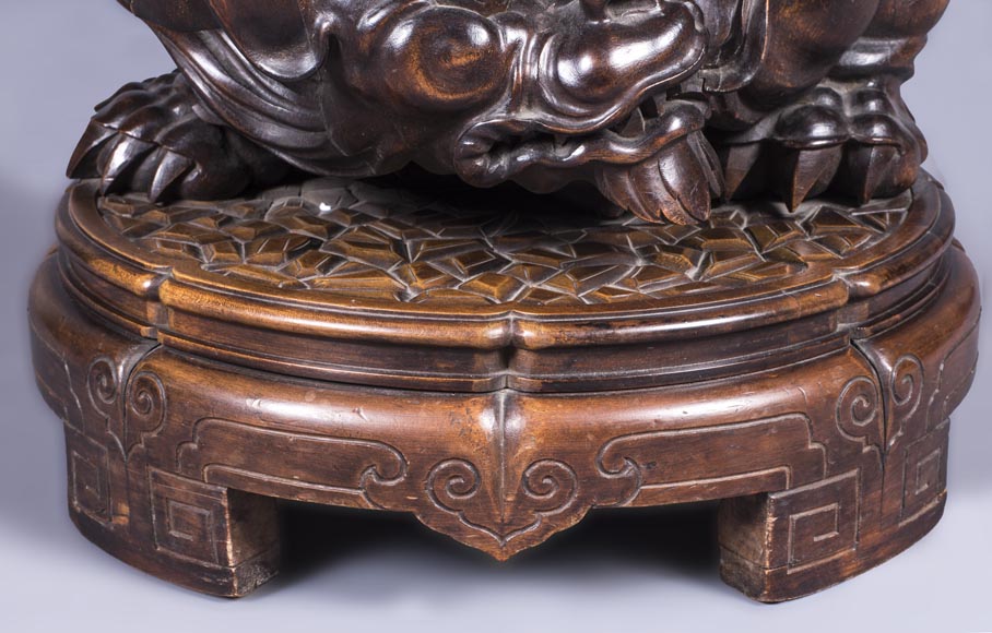 Maison des Bambous by Perret and Vibert (att. to) - Japonese style pair of sellettes with dragons decor-10
