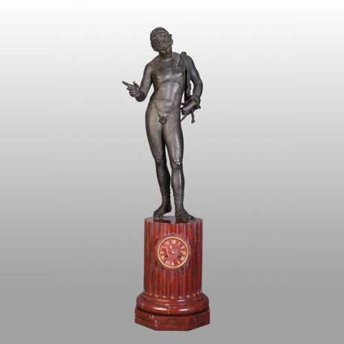 Parisian Clockmaker, Clock with “Narcissus” of Pompeii, late 19th Century