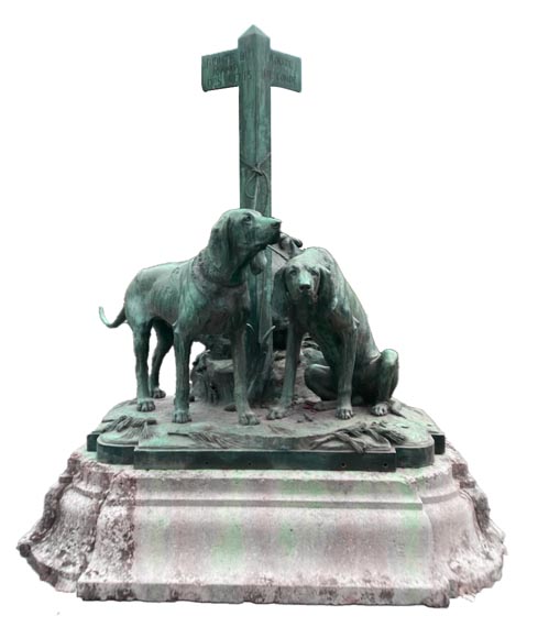 Auguste-Nicolas Caïn, Two large groups in bronze with a dark green patina, 1893-1