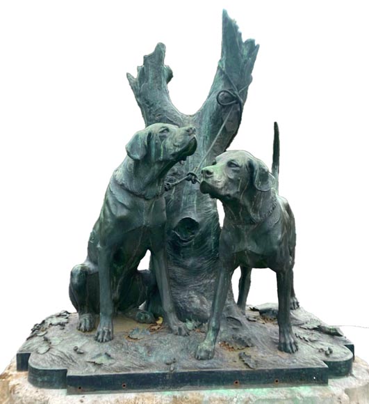 Auguste-Nicolas Caïn, Two large groups in bronze with a dark green patina, 1893-3