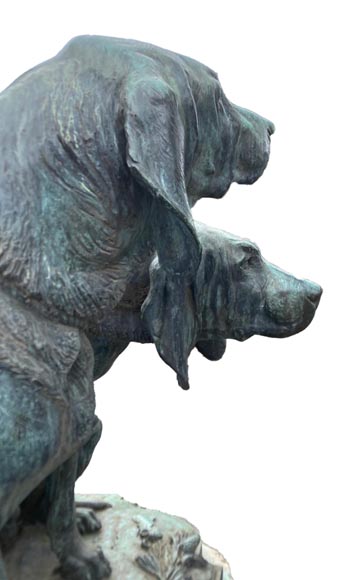 Auguste-Nicolas Caïn, Two large groups in bronze with a dark green patina, 1893-5