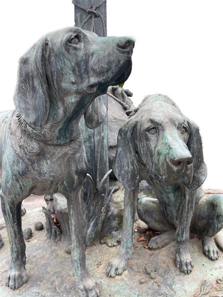 Auguste-Nicolas Caïn, Two large groups in bronze with a dark green patina, 1893-8