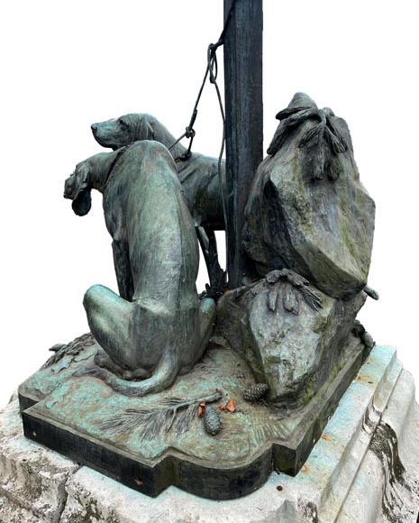 Auguste-Nicolas Caïn, Two large groups in bronze with a dark green patina, 1893-9