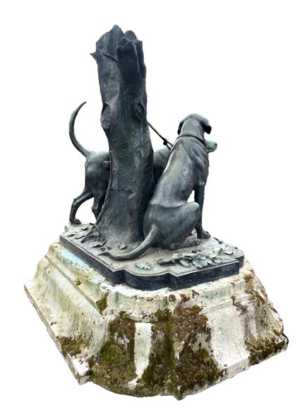 Auguste-Nicolas Caïn, Two large groups in bronze with a dark green patina, 1893-10
