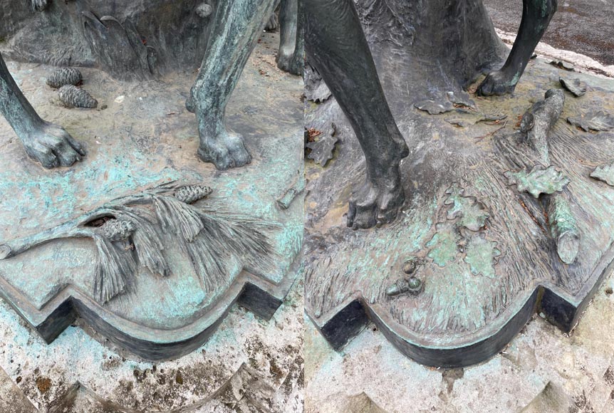 Auguste-Nicolas Caïn, Two large groups in bronze with a dark green patina, 1893-11
