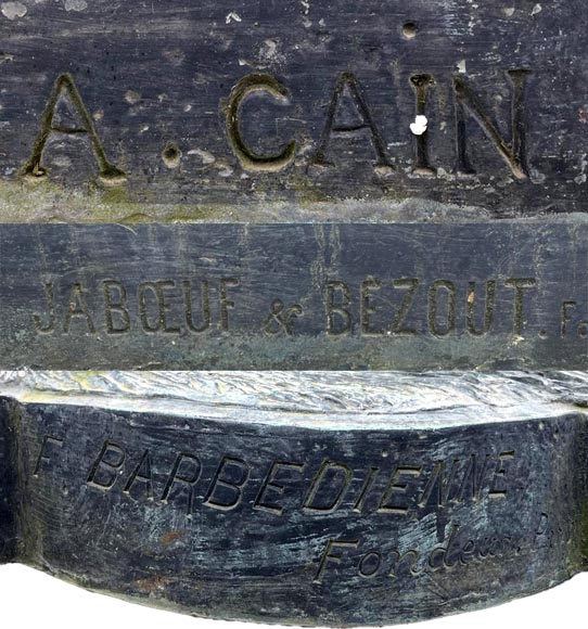 Auguste-Nicolas Caïn, Two large groups in bronze with a dark green patina, 1893-13