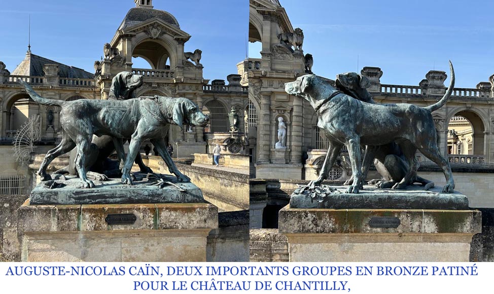 Auguste-Nicolas Caïn, Two large groups in bronze with a dark green patina, 1893-14