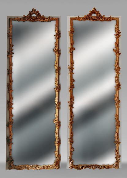 Pair of Napoleon III style mirrors decorated with garlands of