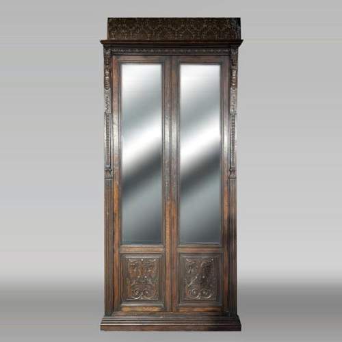 Monumental Napoleon III Carved Oak Glazed Double Door - Renaissance Style