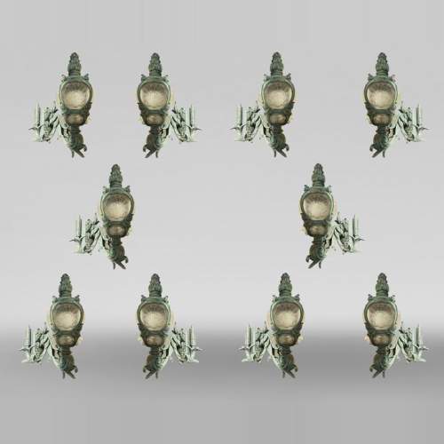 10 cast iron wall lights, based on models from the Pont Alexandre III