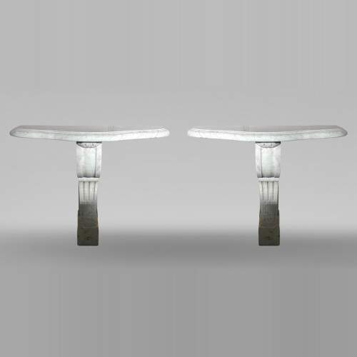 Pair of Consoles in Carrara Marble