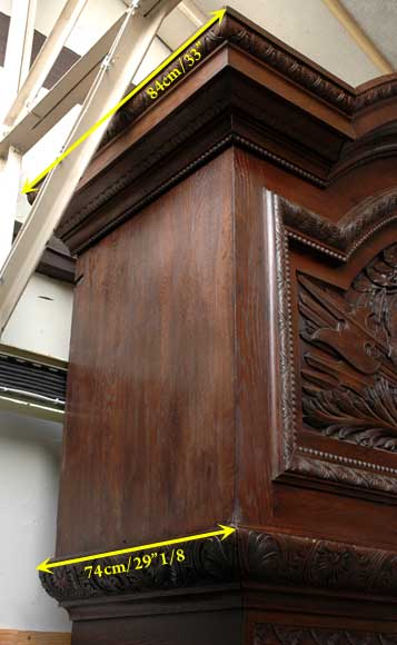 Large Oak antique mantel with Hood from a Chateau-12