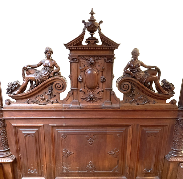 Jean-Paul MAZAROS (1823-1900), Neo-Renaissance four-poster bed in carved walnut-3