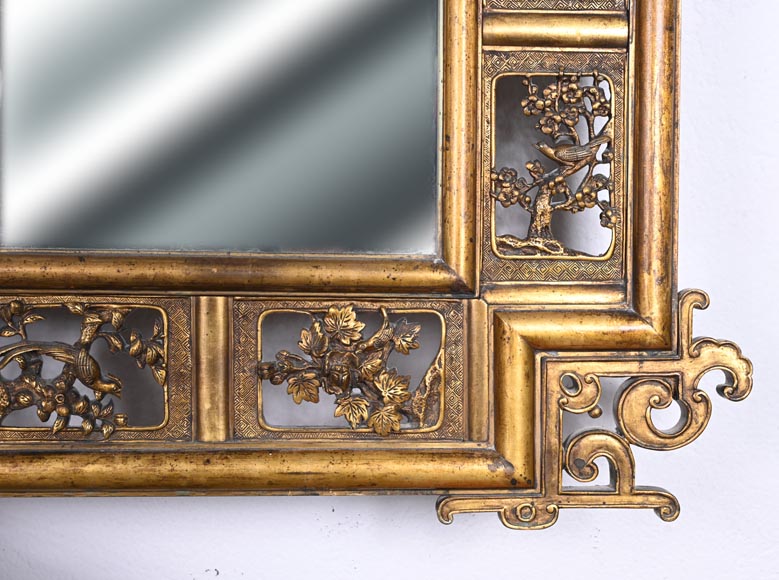 Maison MARNYHAC (attrib.) – Gilt bronze openwork mirror with Vietnamese-style decoration-4