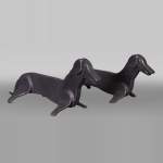 Pair of Wrought Iron Dachshund Andirons, 1950