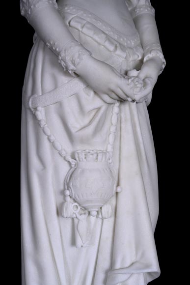 Unique Ensemble : Statue of Marguerite on her Ornate Pedestal 