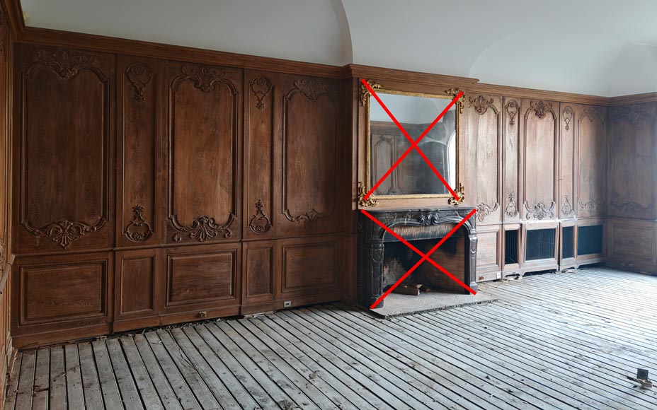 Louis XV Style Carved Oak Boiserie with Antique Elements-2
