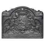 Important fireplace plaque with the coat of arms of David-Nicolas de Berthier, with a bull framed by two griffins