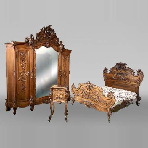 Louis XV style walnut bedroom