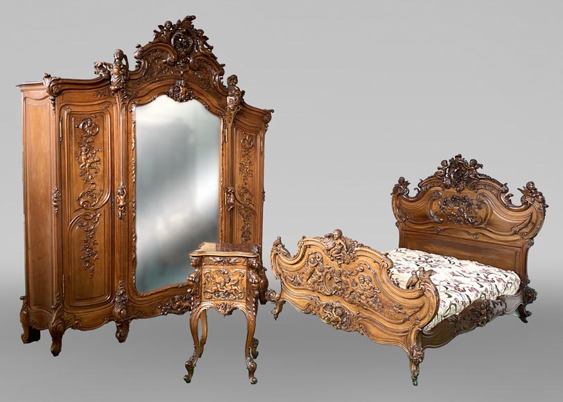 Louis XV style walnut bedroom-0