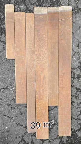 Set of 39 sqm of linear oak parquet flooring, wide planks-0
