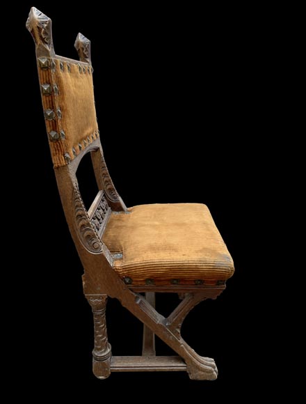 GRASSET – FULGRAFF, Set of 6 Carved Oak Chairs, Paris, 1880–1885-1